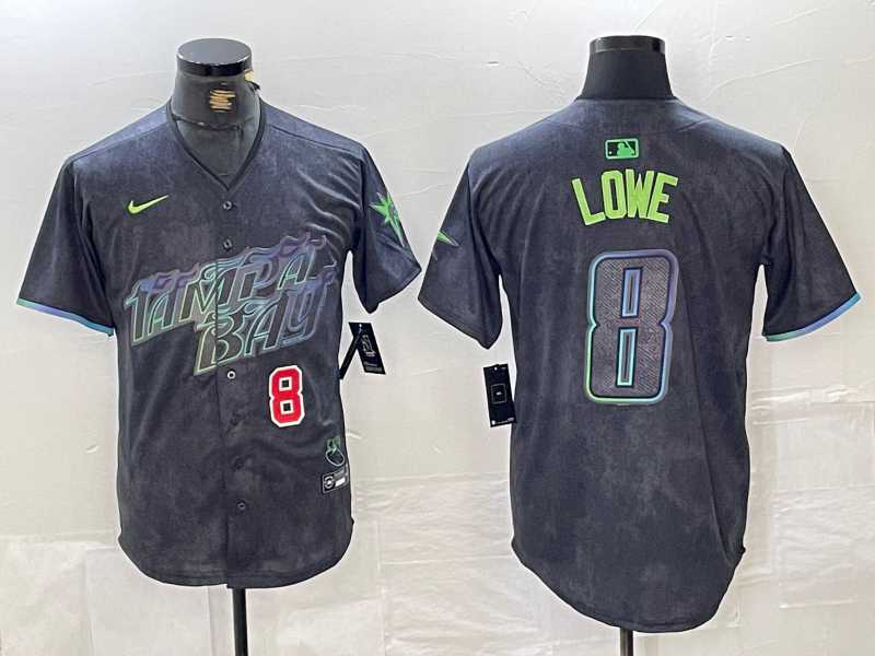 Mens Tampa Bay Rays #8 Brandon Lowe Charcoal 2024 City Connect Player Number Limited Cool Base Jerseys